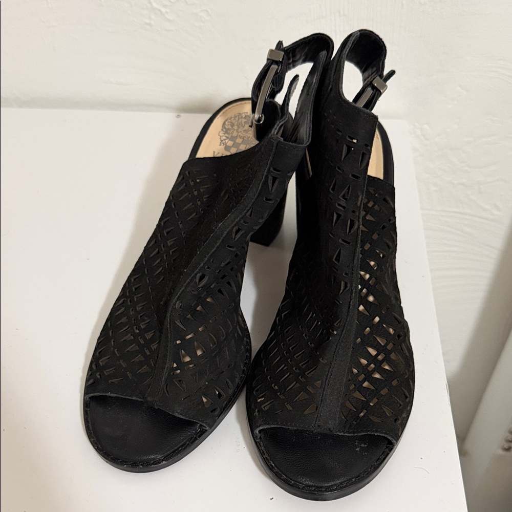 Vince Black Cutout Heeled Sandals